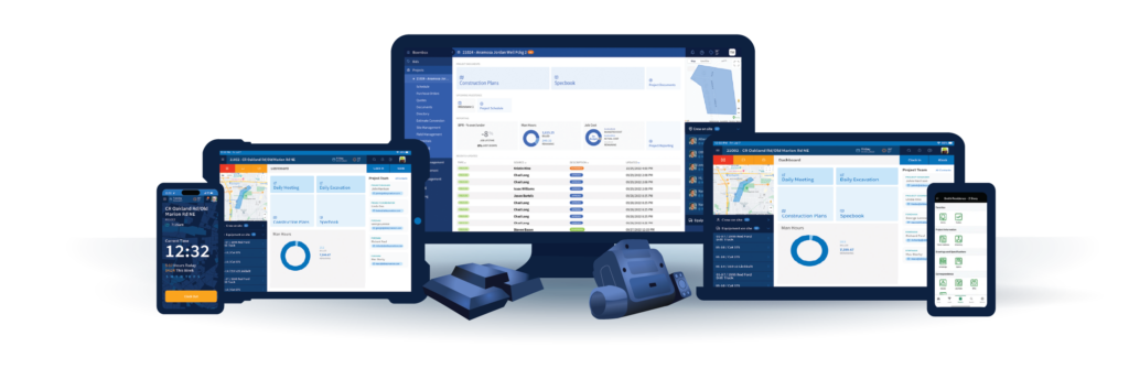 Heavy civil construction management software connecting field, office, and fleet workflows across desktop and mobile devices